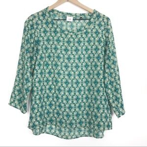 CABI 3069 Jade Green Leaf Blouse Top M